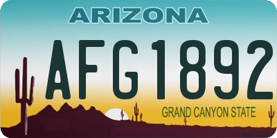 AZ license plate AFG1892