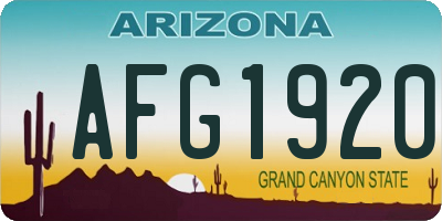 AZ license plate AFG1920