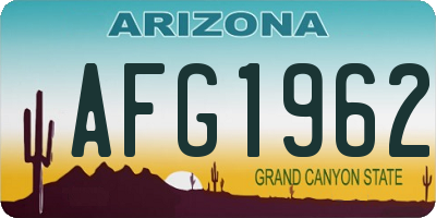 AZ license plate AFG1962