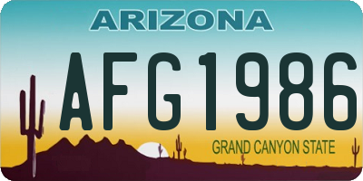 AZ license plate AFG1986