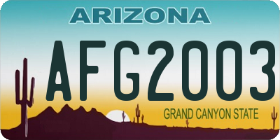 AZ license plate AFG2003