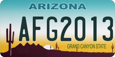AZ license plate AFG2013