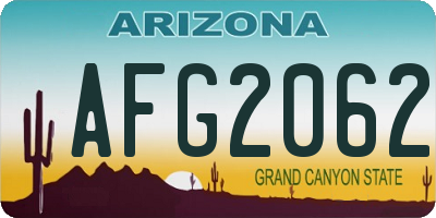 AZ license plate AFG2062