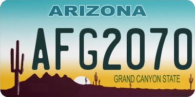 AZ license plate AFG2070