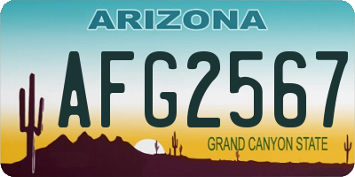AZ license plate AFG2567