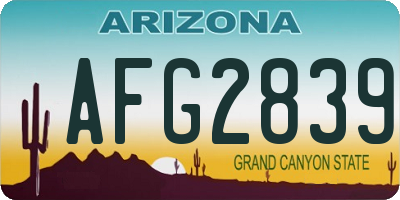 AZ license plate AFG2839
