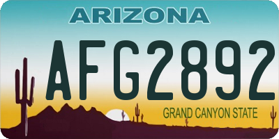 AZ license plate AFG2892