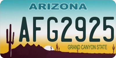 AZ license plate AFG2925