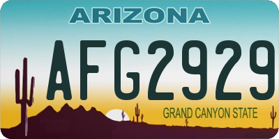 AZ license plate AFG2929