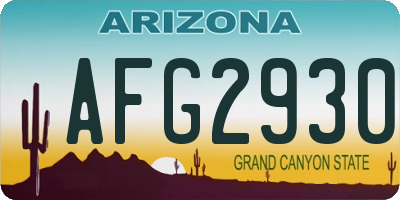 AZ license plate AFG2930