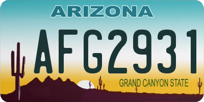 AZ license plate AFG2931