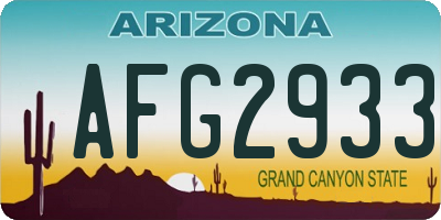 AZ license plate AFG2933