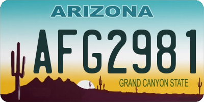 AZ license plate AFG2981