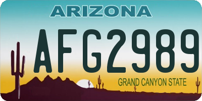 AZ license plate AFG2989