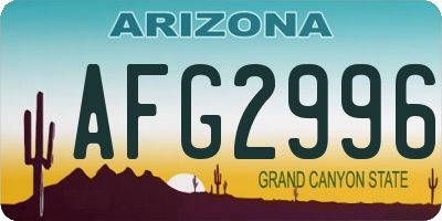 AZ license plate AFG2996