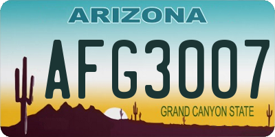 AZ license plate AFG3007