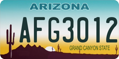 AZ license plate AFG3012
