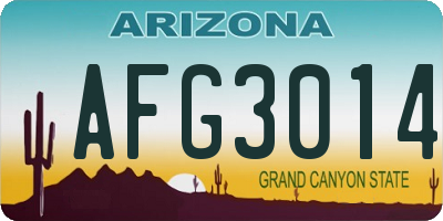 AZ license plate AFG3014
