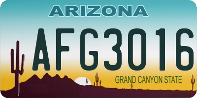 AZ license plate AFG3016