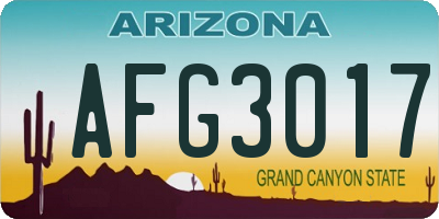 AZ license plate AFG3017