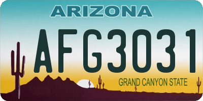 AZ license plate AFG3031