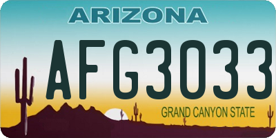 AZ license plate AFG3033