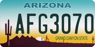 AZ license plate AFG3070