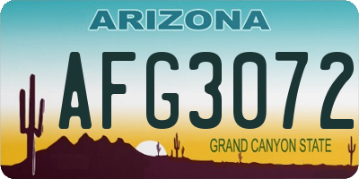AZ license plate AFG3072