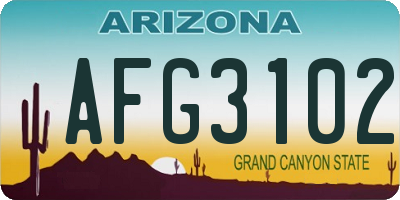 AZ license plate AFG3102