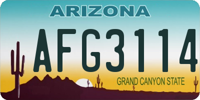 AZ license plate AFG3114