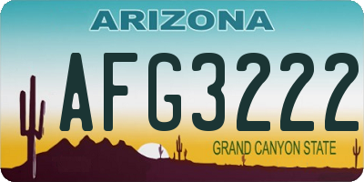 AZ license plate AFG3222