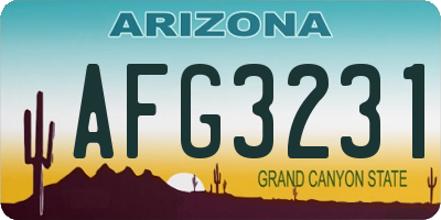 AZ license plate AFG3231