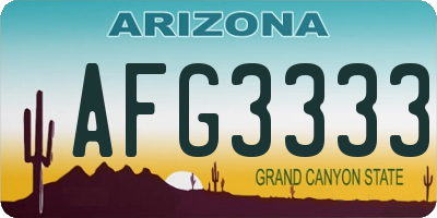 AZ license plate AFG3333