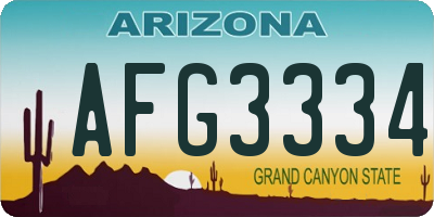 AZ license plate AFG3334