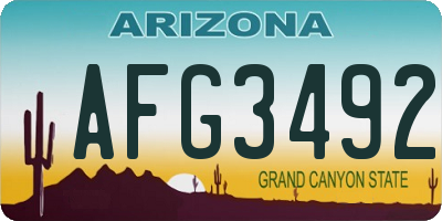 AZ license plate AFG3492