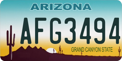 AZ license plate AFG3494