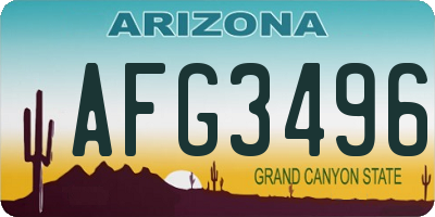 AZ license plate AFG3496