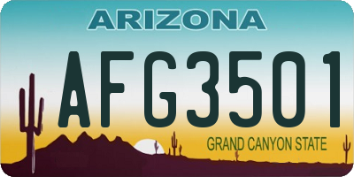 AZ license plate AFG3501