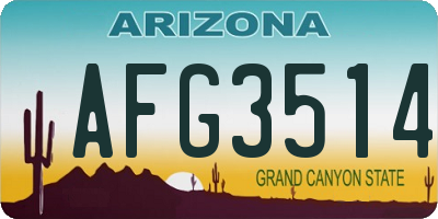 AZ license plate AFG3514