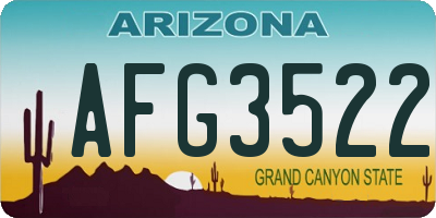 AZ license plate AFG3522
