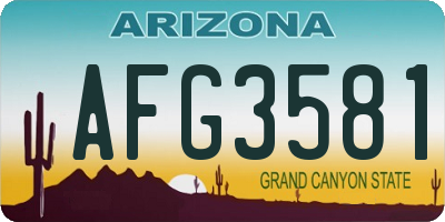 AZ license plate AFG3581