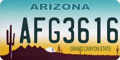 AZ license plate AFG3616