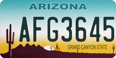 AZ license plate AFG3645