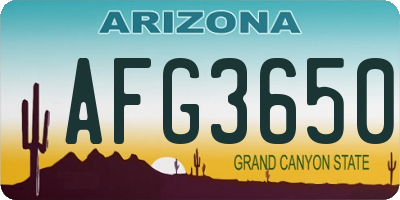 AZ license plate AFG3650