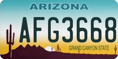 AZ license plate AFG3668