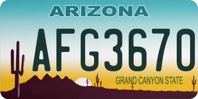 AZ license plate AFG3670
