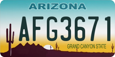 AZ license plate AFG3671