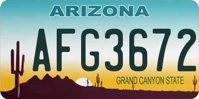AZ license plate AFG3672