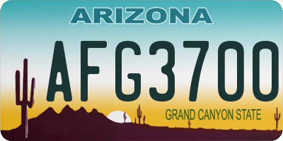 AZ license plate AFG3700