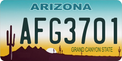 AZ license plate AFG3701